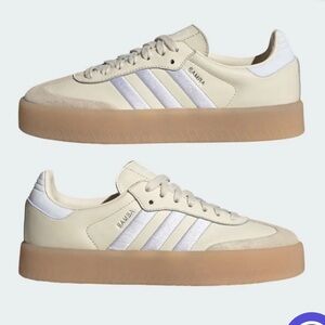 Adidas Women's Beige and White Sneakers